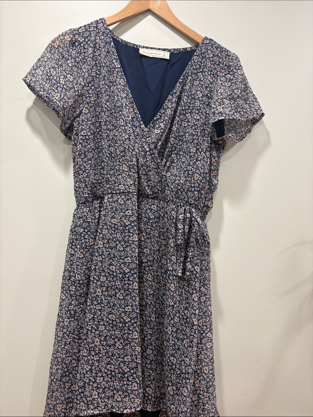 Floral Wrap Midi Dress - Navy and Pink